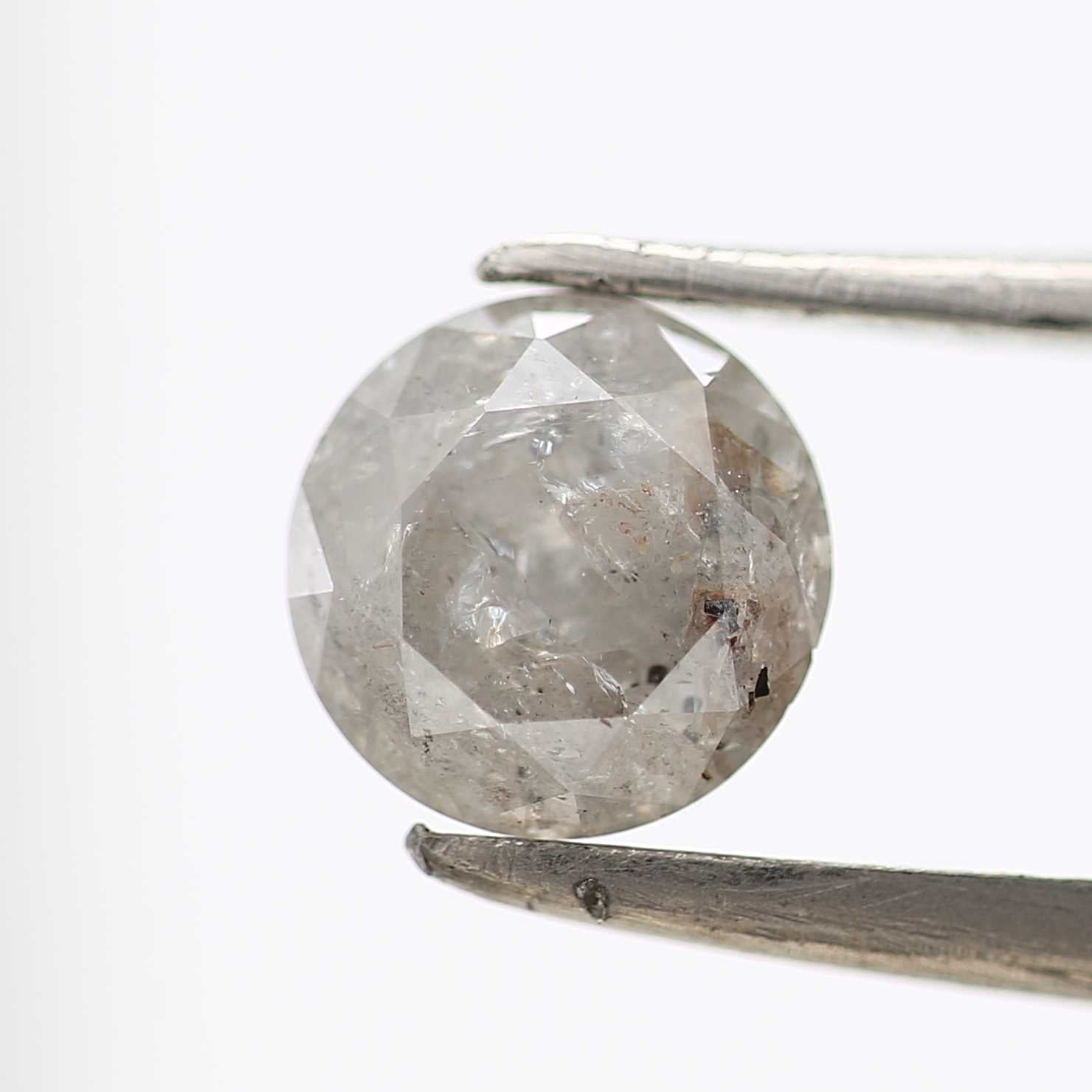1.09 Carat Salt and Pepper Gray Round Brilliant Cut Natural Loose Diamond